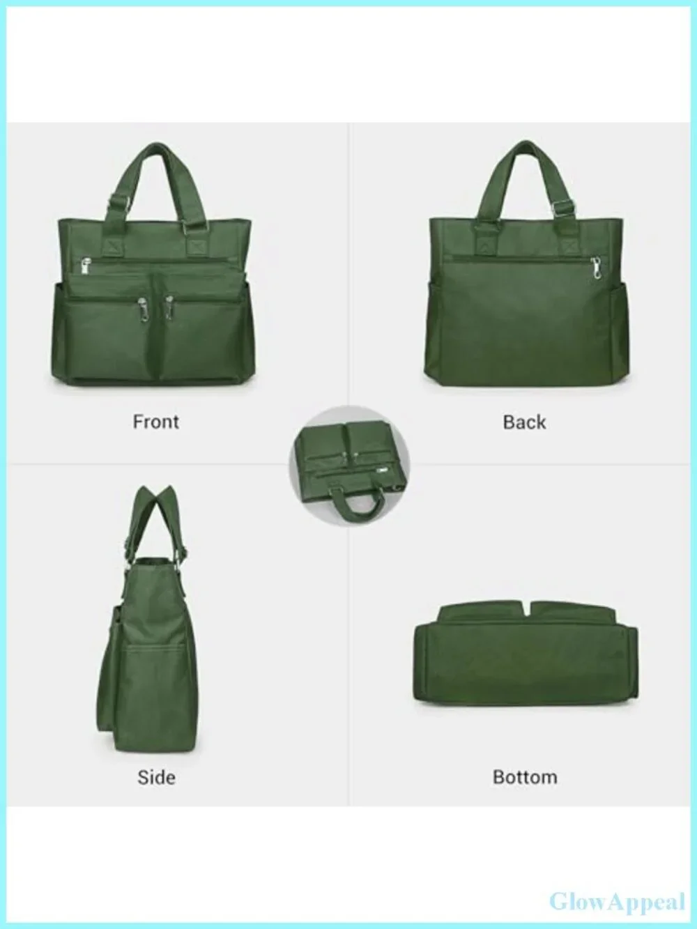 Waterproof Nylon Canvas Tote Bag Multi Pocket Laptop Work Teacher Shoulder